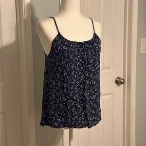 H&M Navy Blue Floral Print Spaghetti Strap Top Size 4